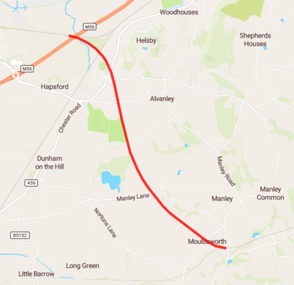 2025-01-04 Helsby to Mouldsworth Map