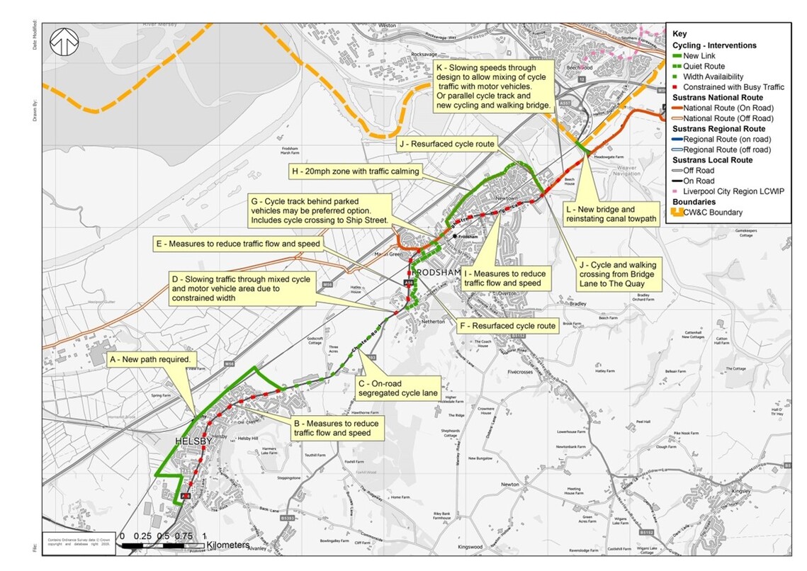 A map of proposed extensions to the local LCWIP plan.